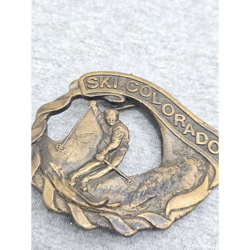 1981 Ski Colorado Aspen Alpine Skier Solid Brass Spec-Cast Rare Belt Buckle